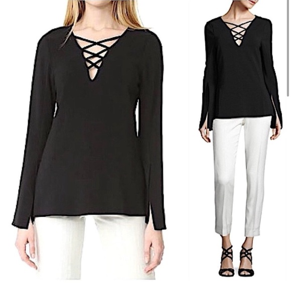 Ramy Brook Allie Lace-Up Long‎ Sleeve Top 10 NWT - Picture 7 of 7